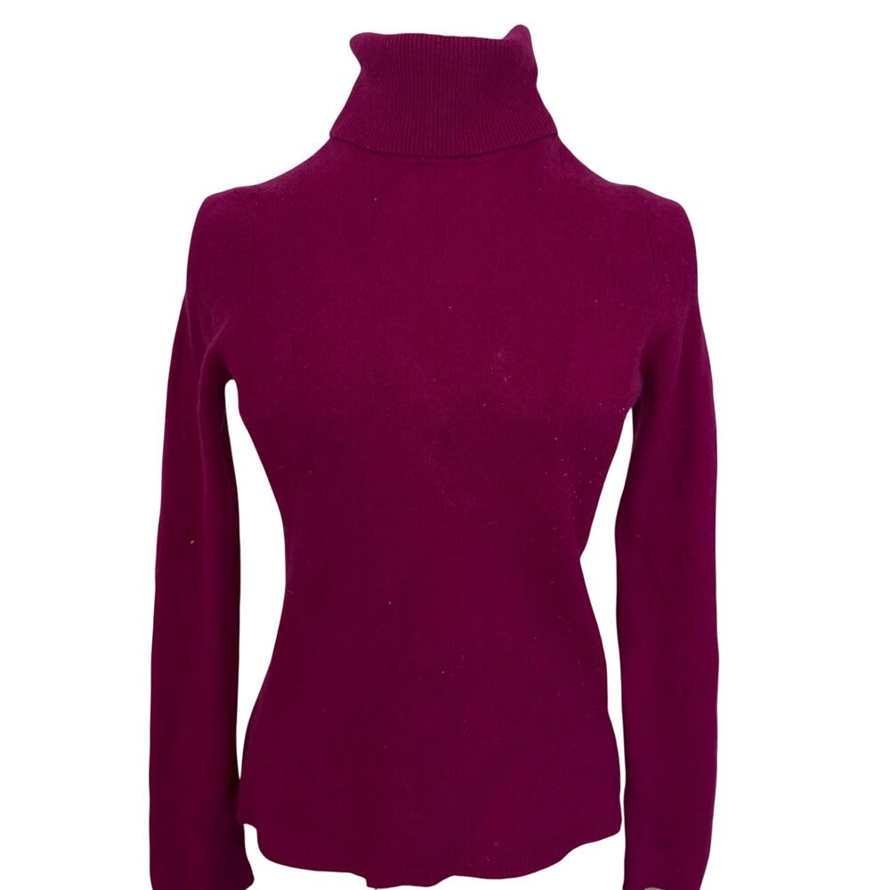 Charter Club Luxury 100% Cashmere Magenta Pullover Sweater Turtleneck Glam